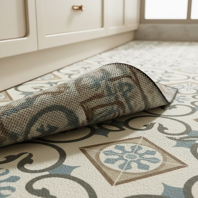 Carpet for Kitchen Pvc Floor Mat Large Size Waterproof Non-slip Carpets Leather Anti-oil Foot Mats Retro Home Decoration Rug - gallery 2