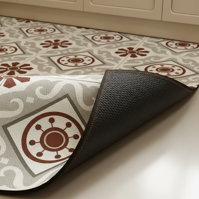 Carpet for Kitchen Pvc Floor Mat Large Size Waterproof Non-slip Carpets Leather Anti-oil Foot Mats Retro Home Decoration Rug - gallery 2