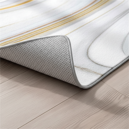 Tapis Cuisine marbre blanc doré antidérapant chic