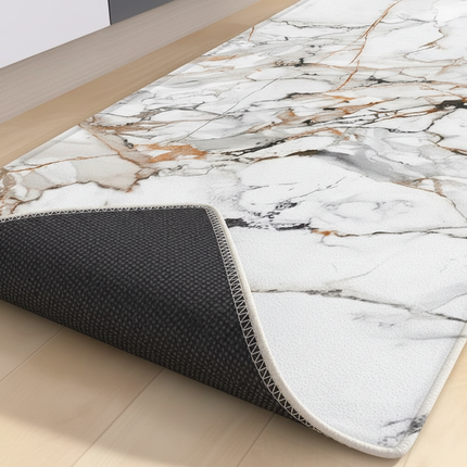 Tapis Cuisine blanc marbre antidérapant