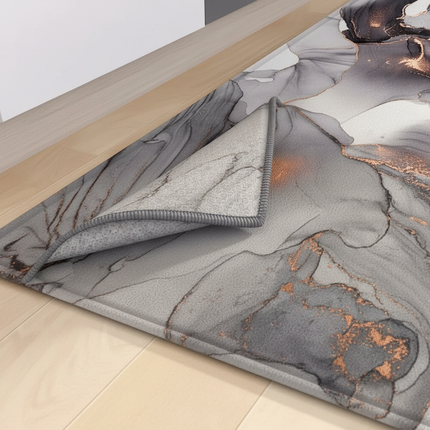 Tapis Cuisine marbre gris doré antidérapant