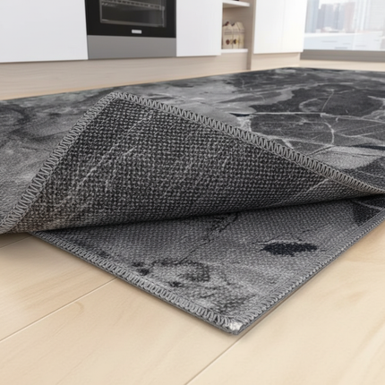 Tapis Cuisine marbre gris antidérapant résistant