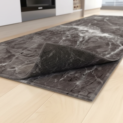 Tapis Cuisine marbre gris antidérapant doux