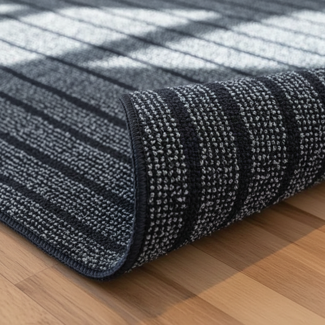 New 1pc Washable non-slip carpet, solid color striped kitchen door mat floor mat, suitable for bathroom, hallway, entrance, - gallery 2