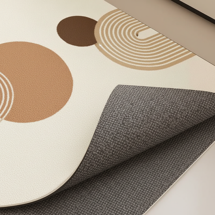 Tapis Cuisine beige géométrique antidérapant esthétique