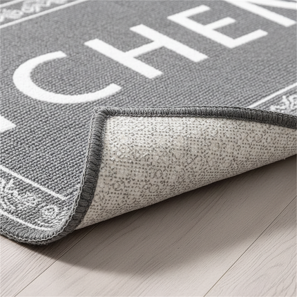 Tapis Cuisine Gris motif vintage lavable