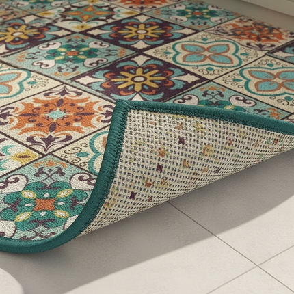 Tapis Cuisine mosaïque rétro antidérapant