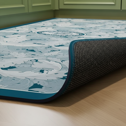 Tapis Cuisine bleu floral design
