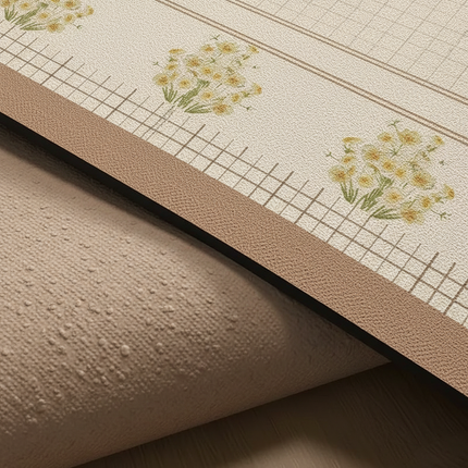 Tapis Cuisine beige floral lavable