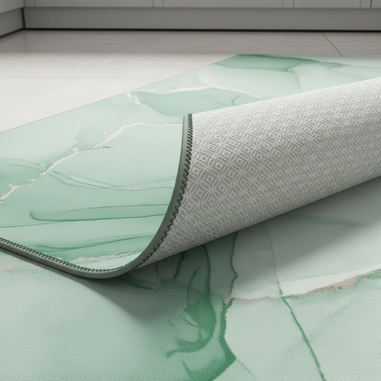 Tapis Cuisine vert marbré antidérapant