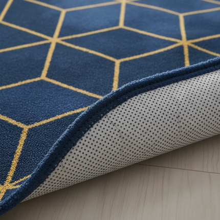 Tapis Cuisine bleu marine géométrique design