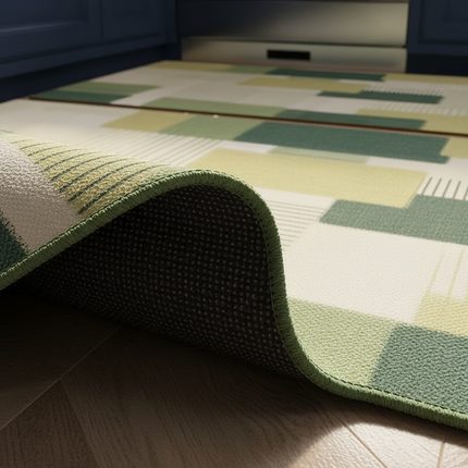 Tapis Cuisine géométrique vert antidérapant harmonieux