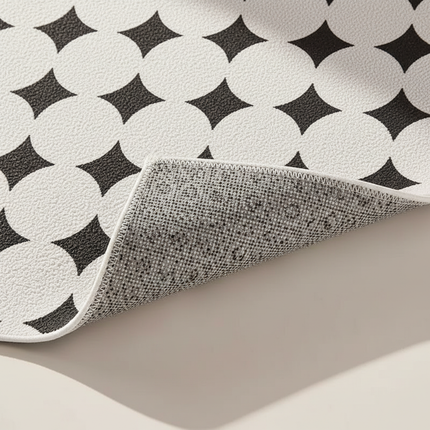 Tapis Cuisine blanc motif géométrique lavable