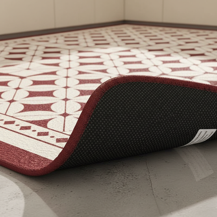 Tapis Cuisine bordeaux géométrique antidérapant