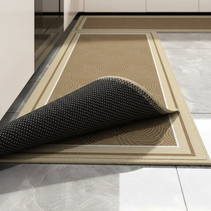 Tapis Cuisine marron motifs antidérapant rustique