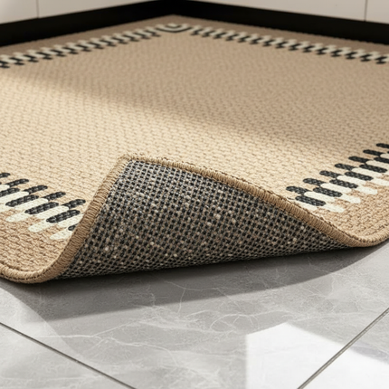 Tapis Cuisine tressé beige antidérapant