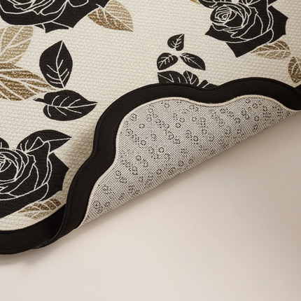 Tapis Cuisine motif floral bords festonnés antidérapant