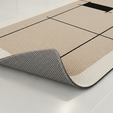 Tapis Cuisine beige géométrique antidérapant fin