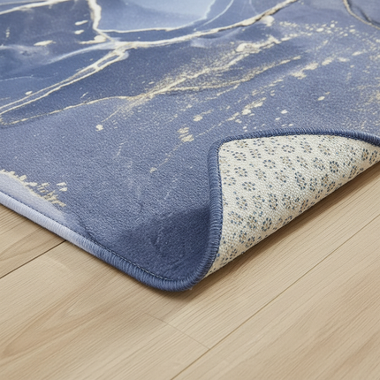 Tapis Cuisine bleu marbré antidérapant décoratif