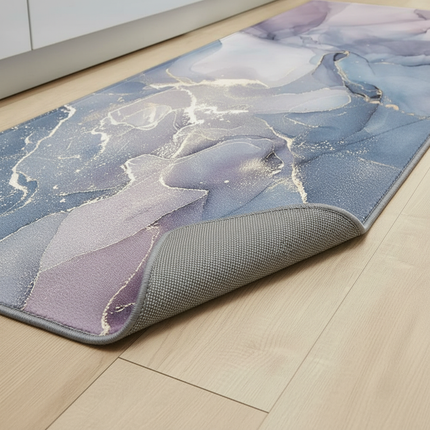 Tapis Cuisine motif abstrait bleu-violet design