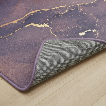 Tapis Cuisine marbré violet doré antidérapant