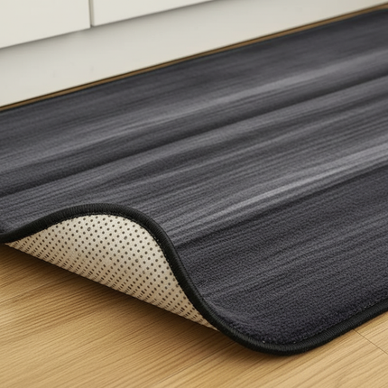Tapis Cuisine noir motif bois antidérapant