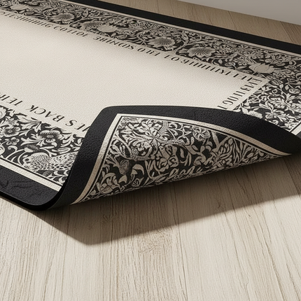 Tapis Cuisine beige motif floral antidérapant